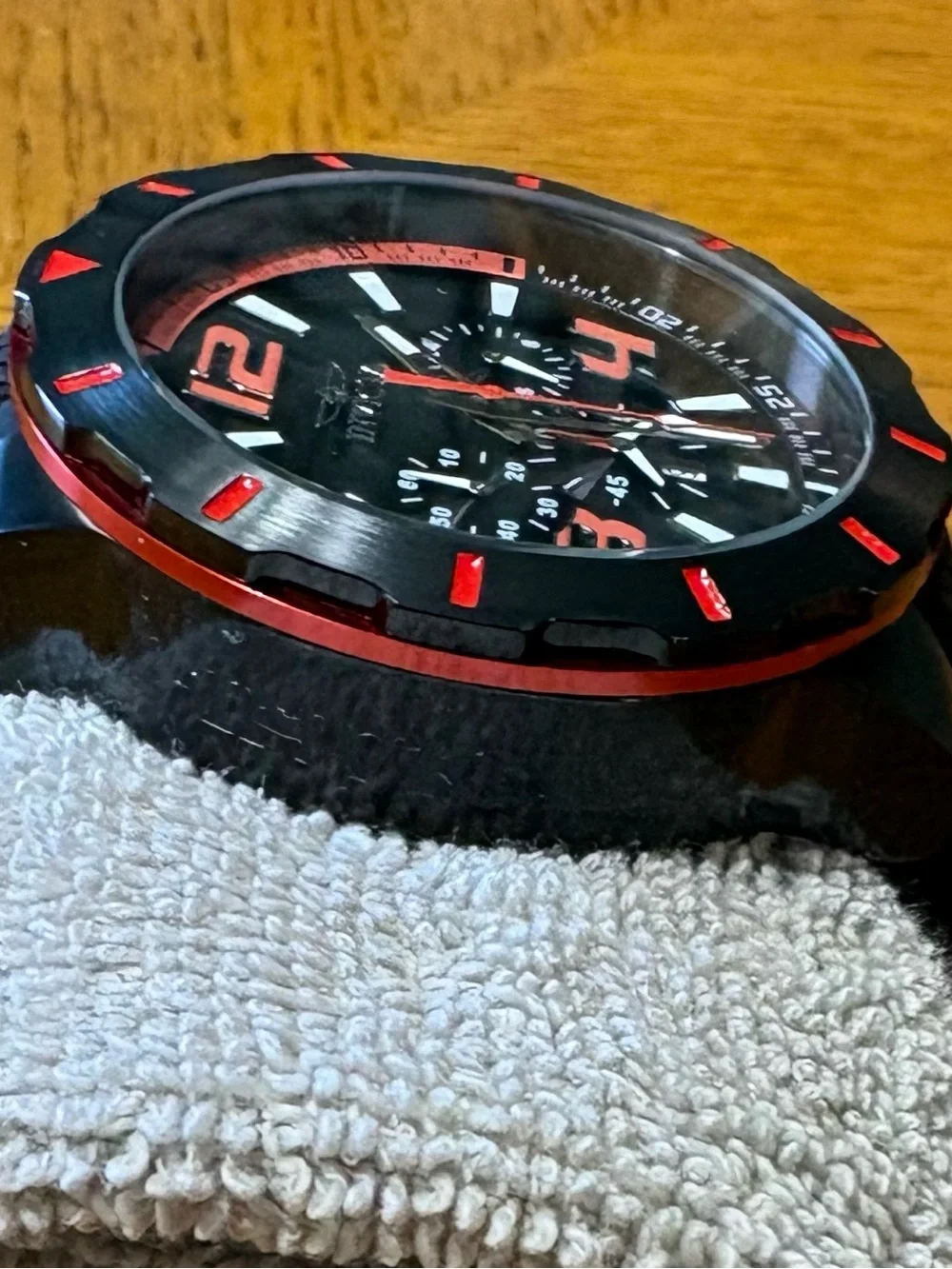 Men’s Invicta Black and Red Chronograph Swim Watch